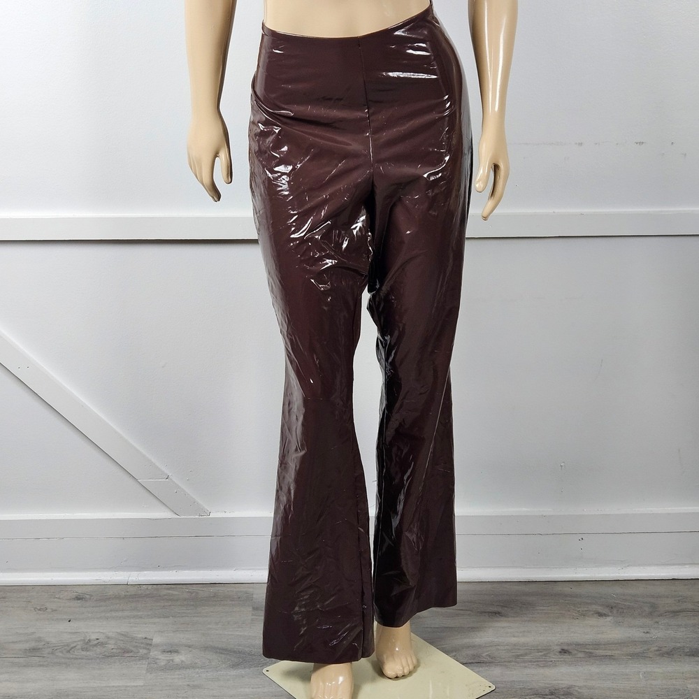 Good American Faux Leather Flare Vinyl Leggings Pants Womens 6